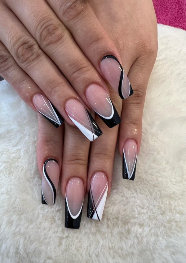 black and white nails