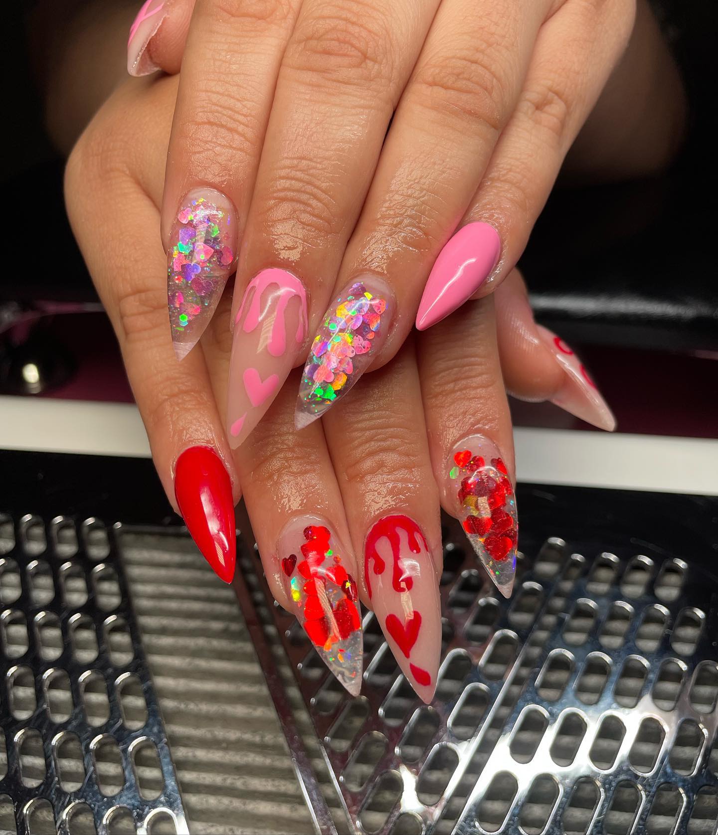 pink and red nails