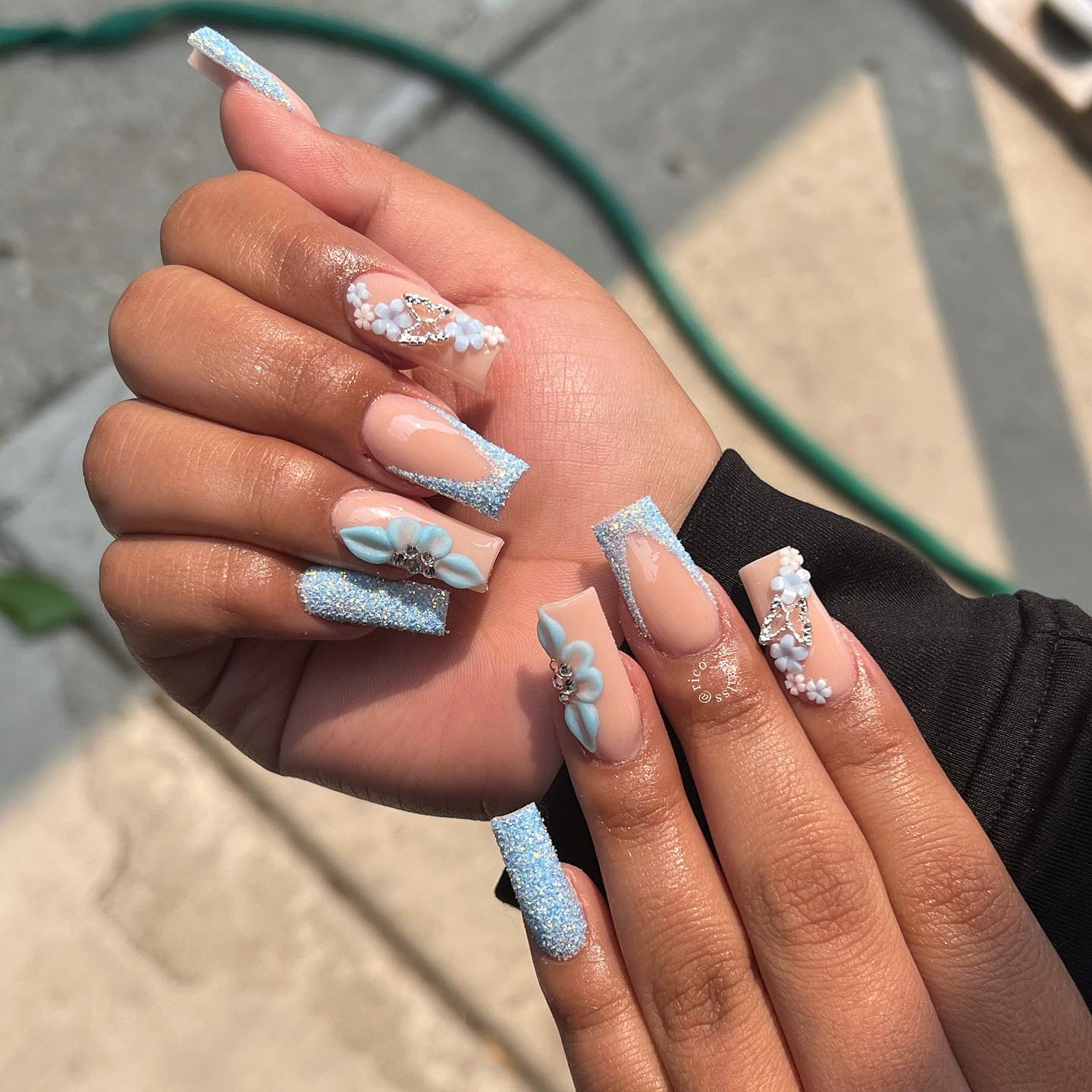 light blue nails