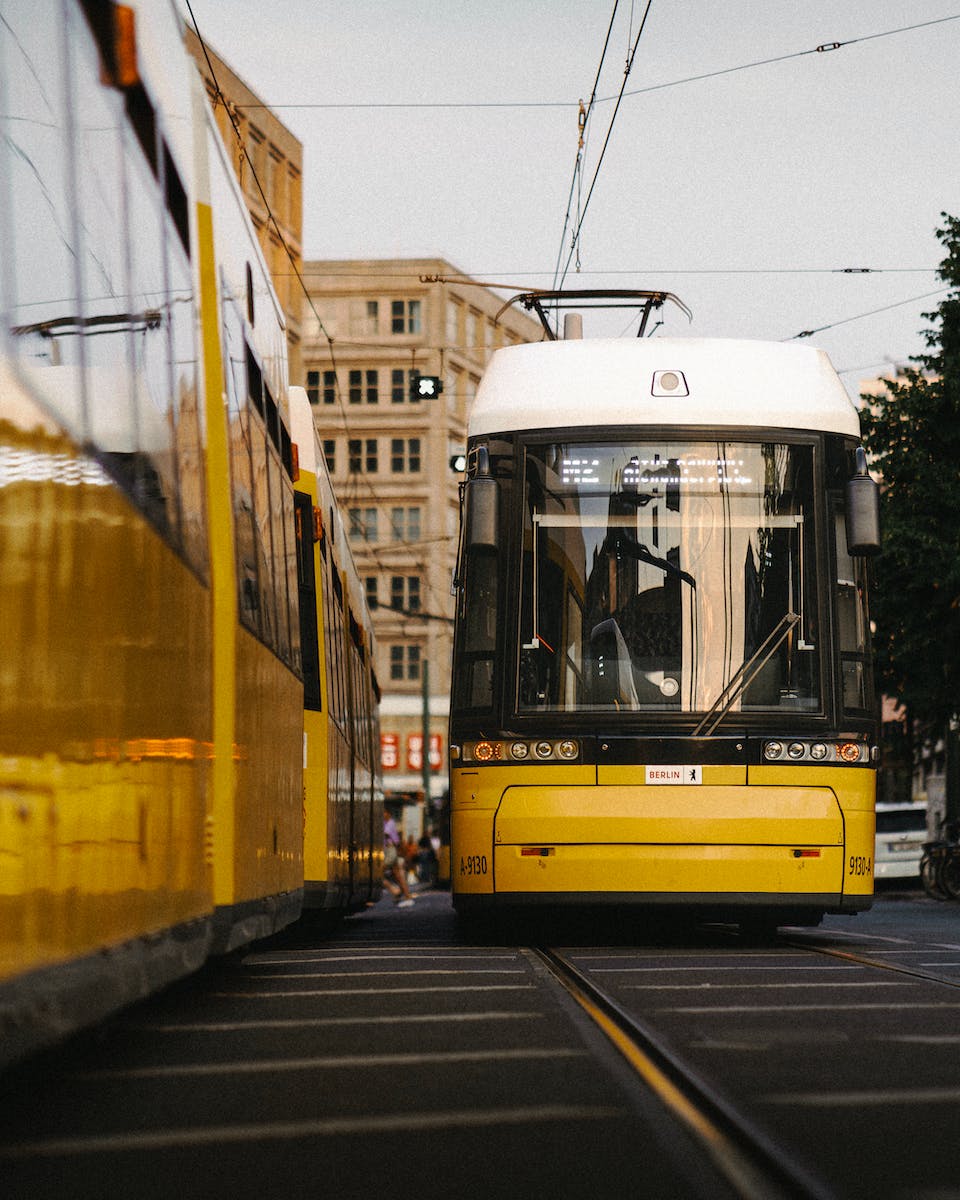 A Yellow Tram on the Rails