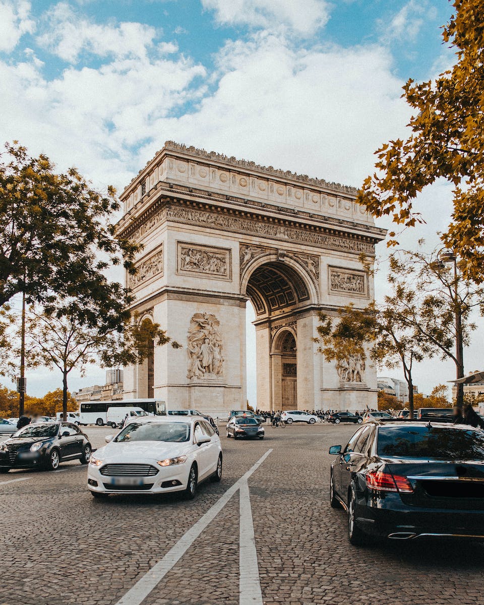 Cars near the Arc de Triomphe in Paris
