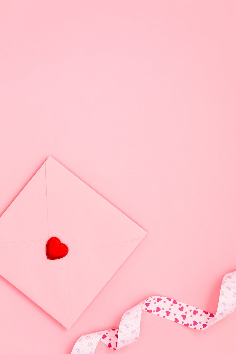 Closed Pink Envelope with Heart Sticker
