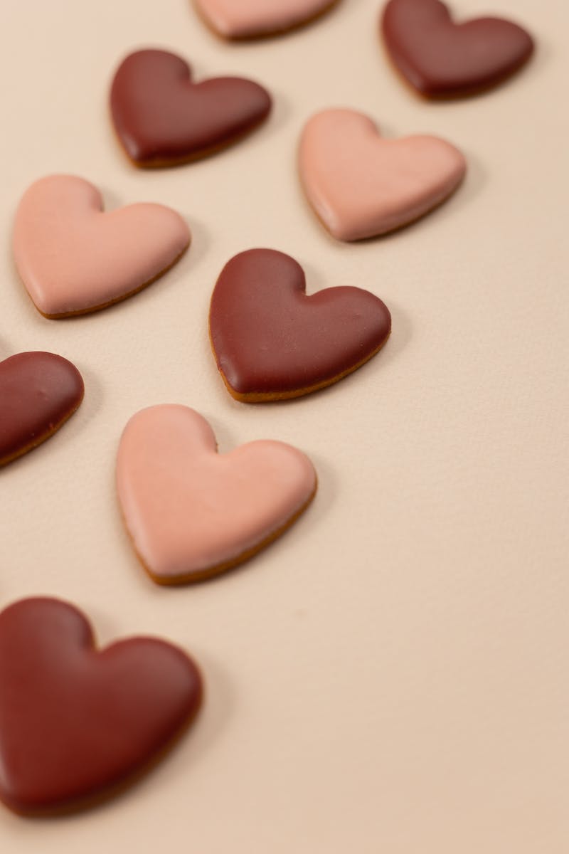 Arrangement of heart shaped cookies