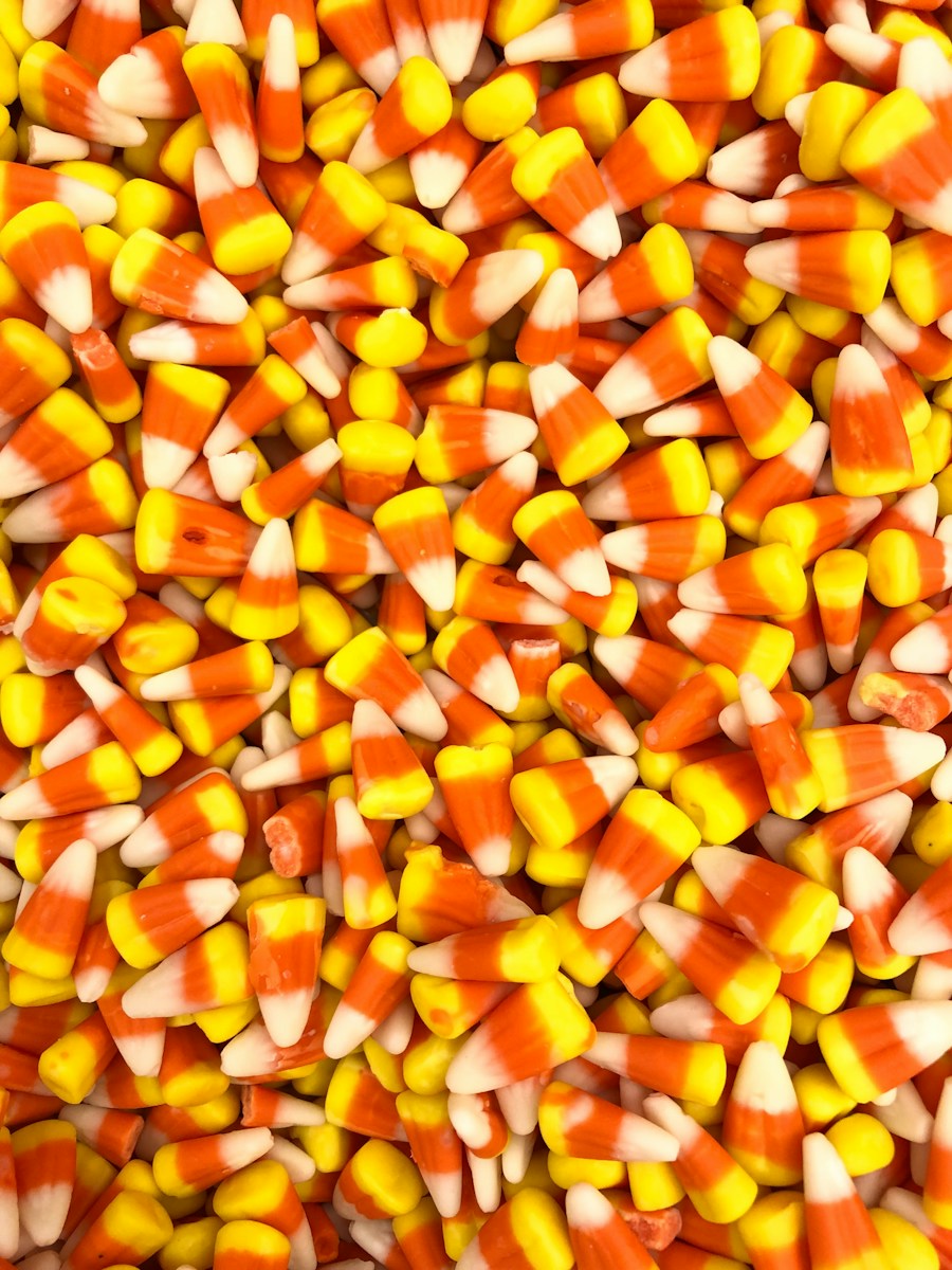 a large pile of candy corn is shown