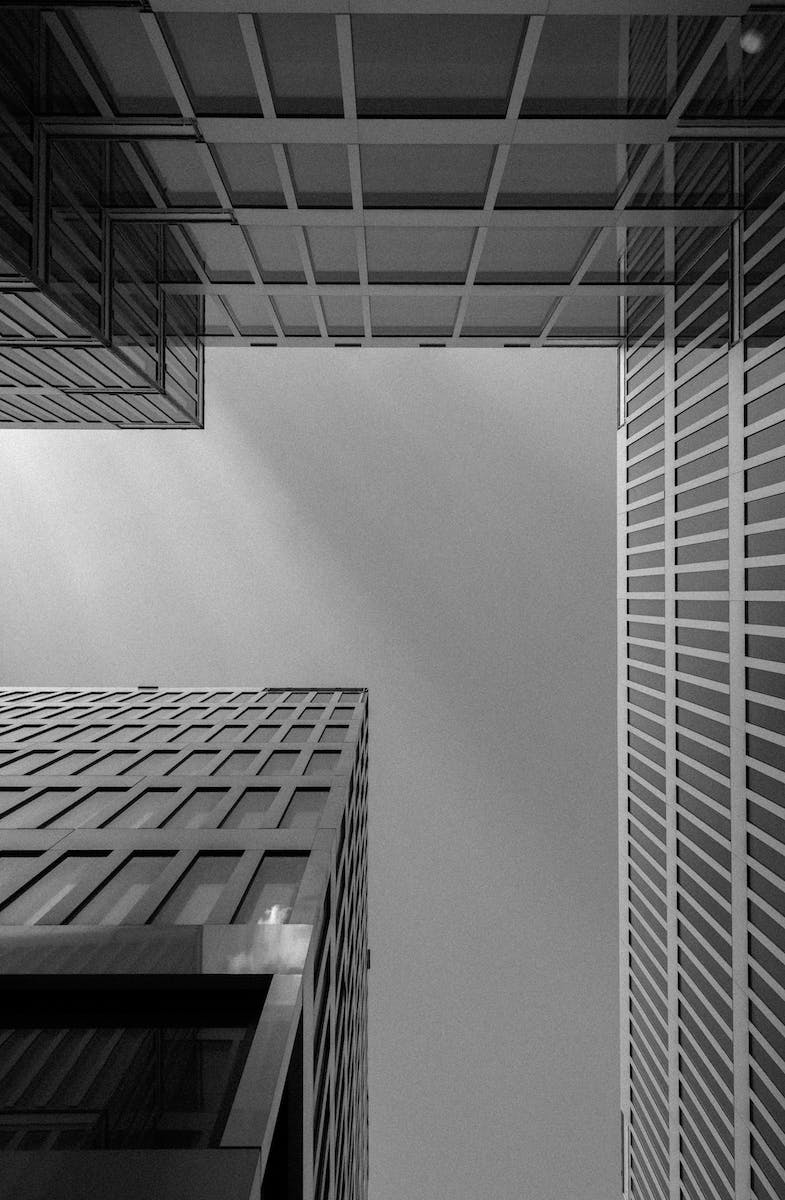 Monochrome Photo of High-Rise Buildings