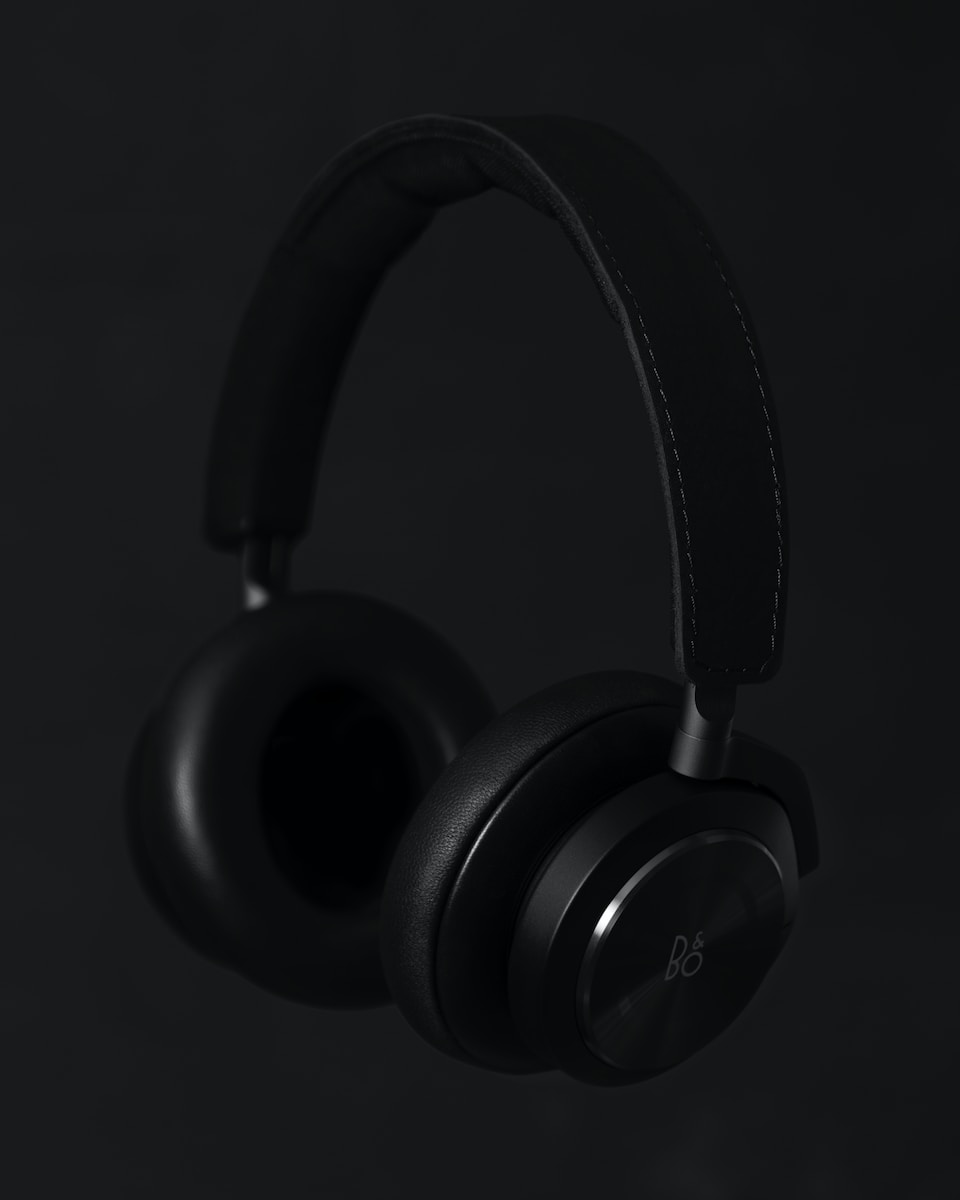 black wireless headphones