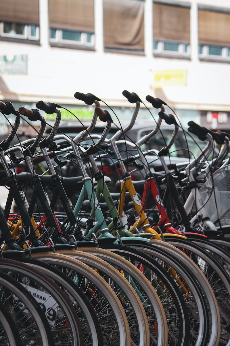 Different Colors of Bicycle Parked