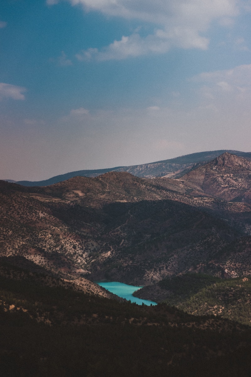 a view of a lake in the middle of a mountain range